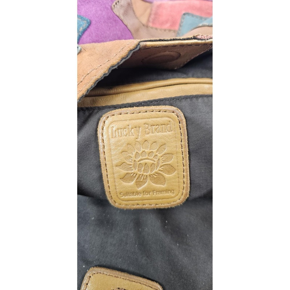 VTG Lucky Brand Y2K Boho Patchwork Leather Suede Hobo Bag Multicolor Magnet - Picture 7 of 10